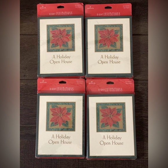 Hallmark Vintage A Holiday Open House Invitations Cards & Envelopes Lot of 4 - Picture 1 of 5